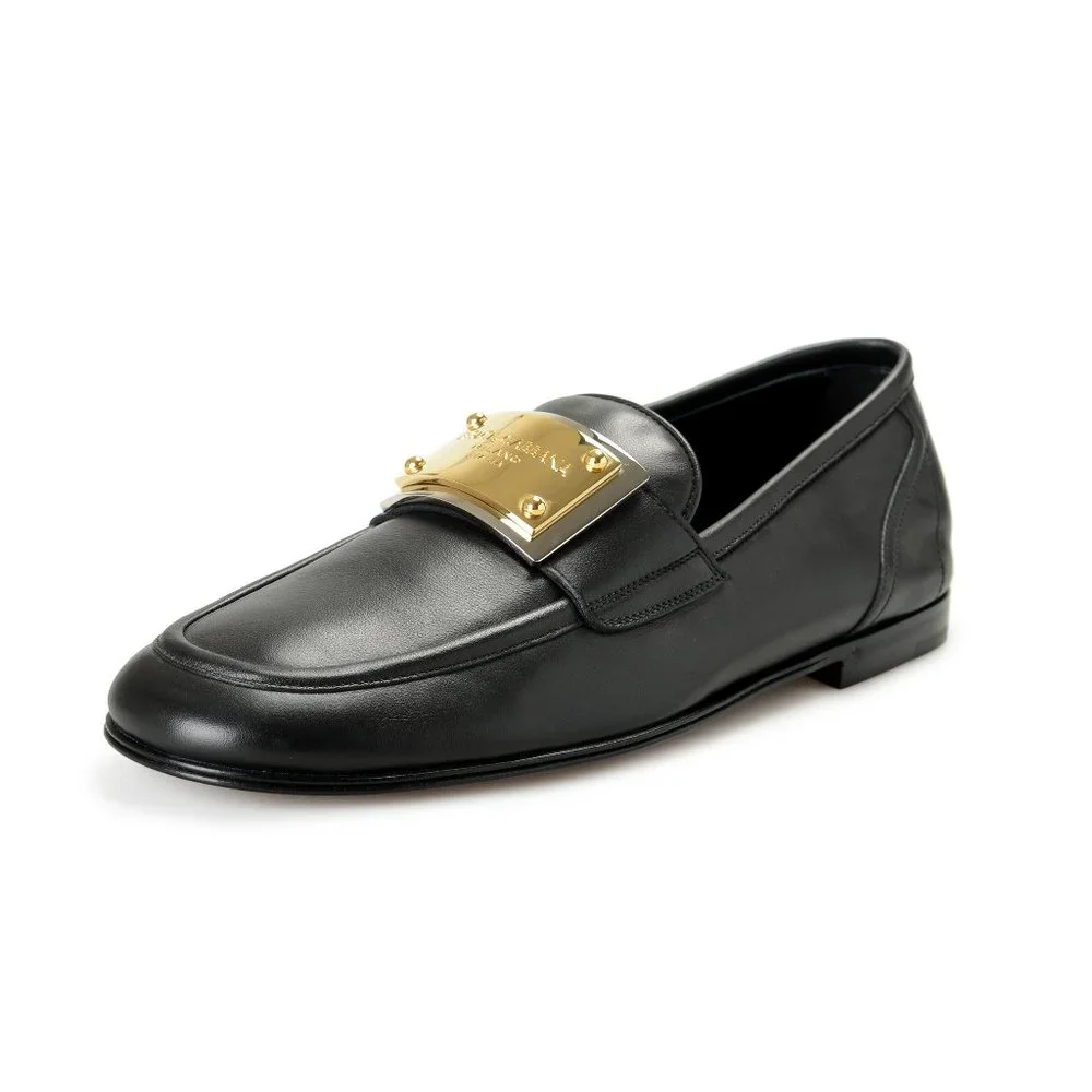 slim fit dress slacks Piel Cuero Hand-Woven Black Leather Loafers